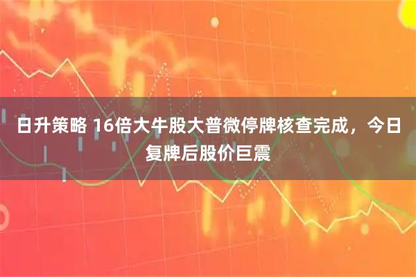 日升策略 16倍大牛股大普微停牌核查完成，今日复牌后股价巨震